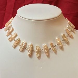 NWT Gold Pearl Set Necklace Bracelet handmade